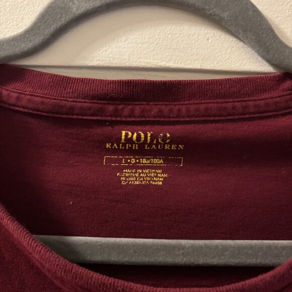 Ralph Lauren Men's Burgundy Long Sleeve Tee, Large - Picture 3 of 4